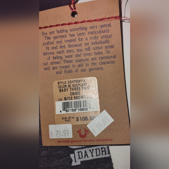 True Religion 6-12 Mo Baby One Piece New With Tag Excellent Condition Great Gift - Picture 7 of 8